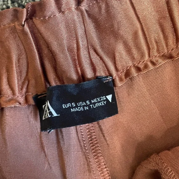 ZARA satin copper brown pajama pants - Picture 9 of 12